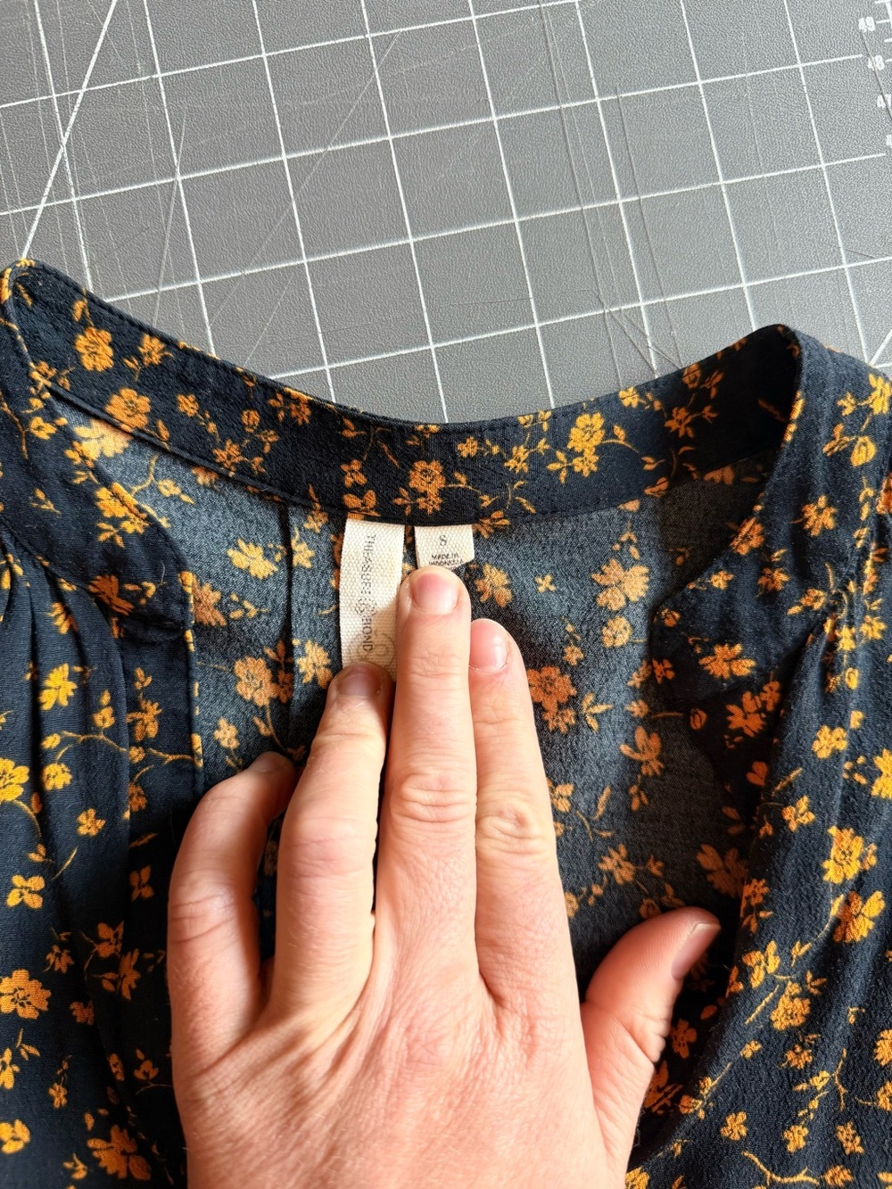 Treasure & Bond Floral Blouse with Mustard Flowers